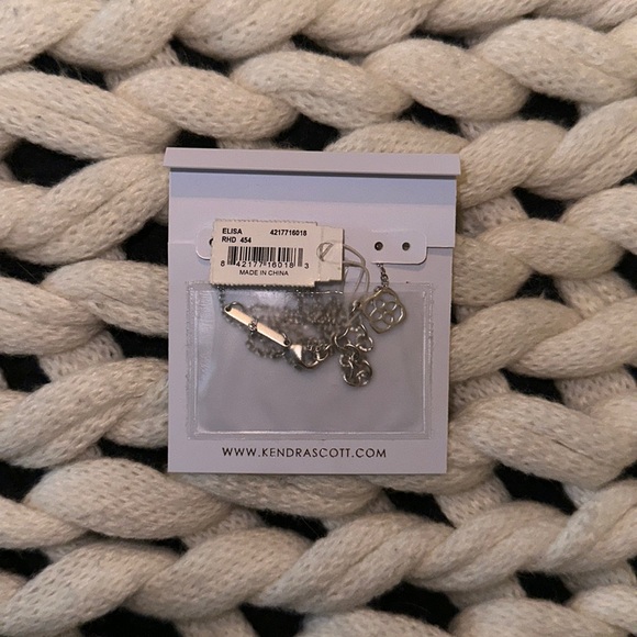 Authentic KENDRA SCOTT Elisa 454 Rhodium Necklace Abalone Shell Pendant - Picture 4 of 5